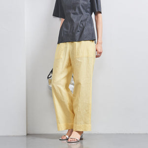 リネン パッチポケット イージーパンツ WHITE/YELLOW