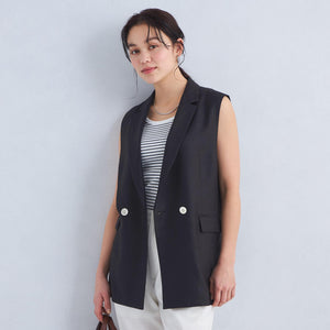 リネンライク ジレ -マシンウォッシャブル・ストレッチ-