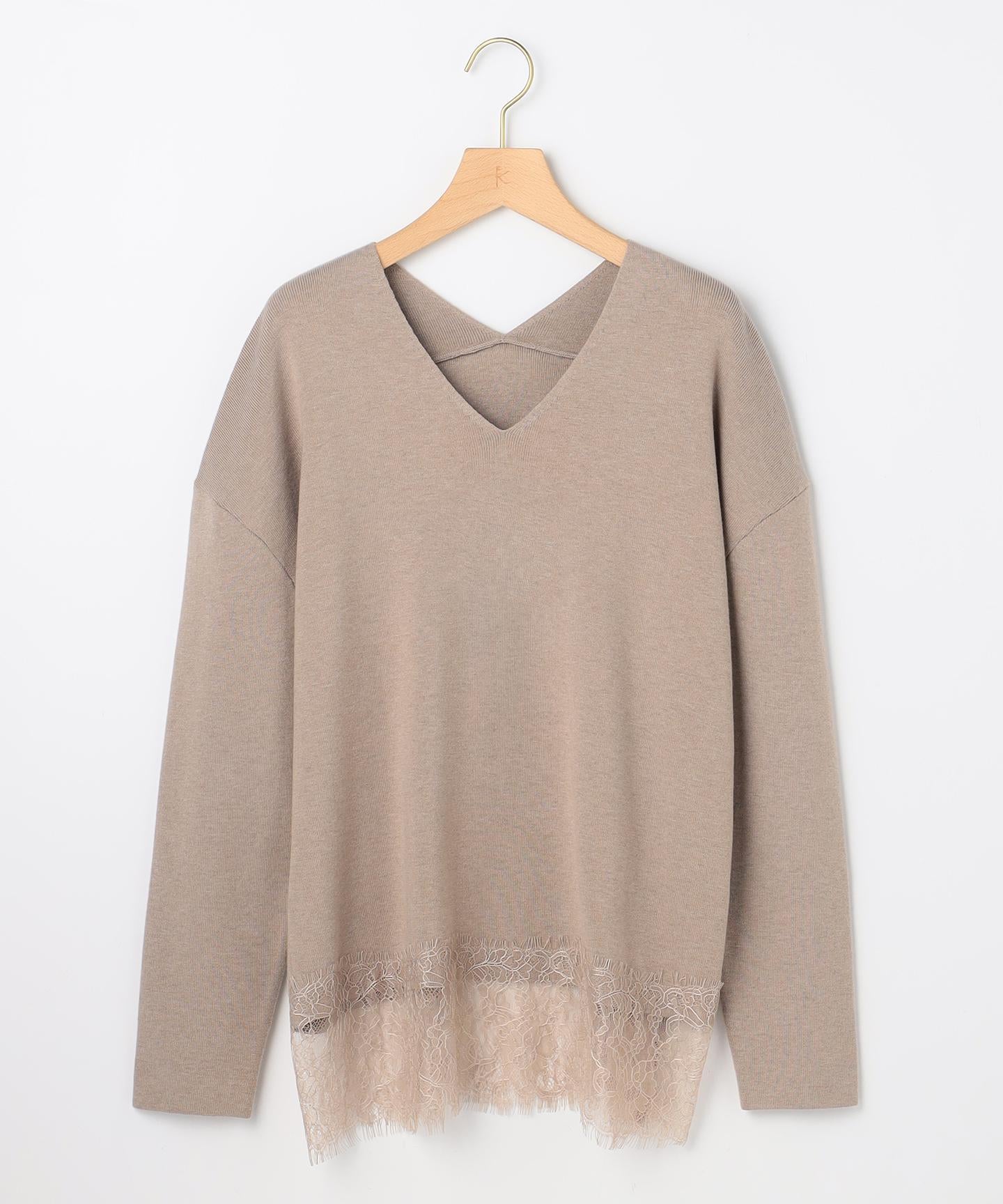 レースモチーフニットプルオーバー