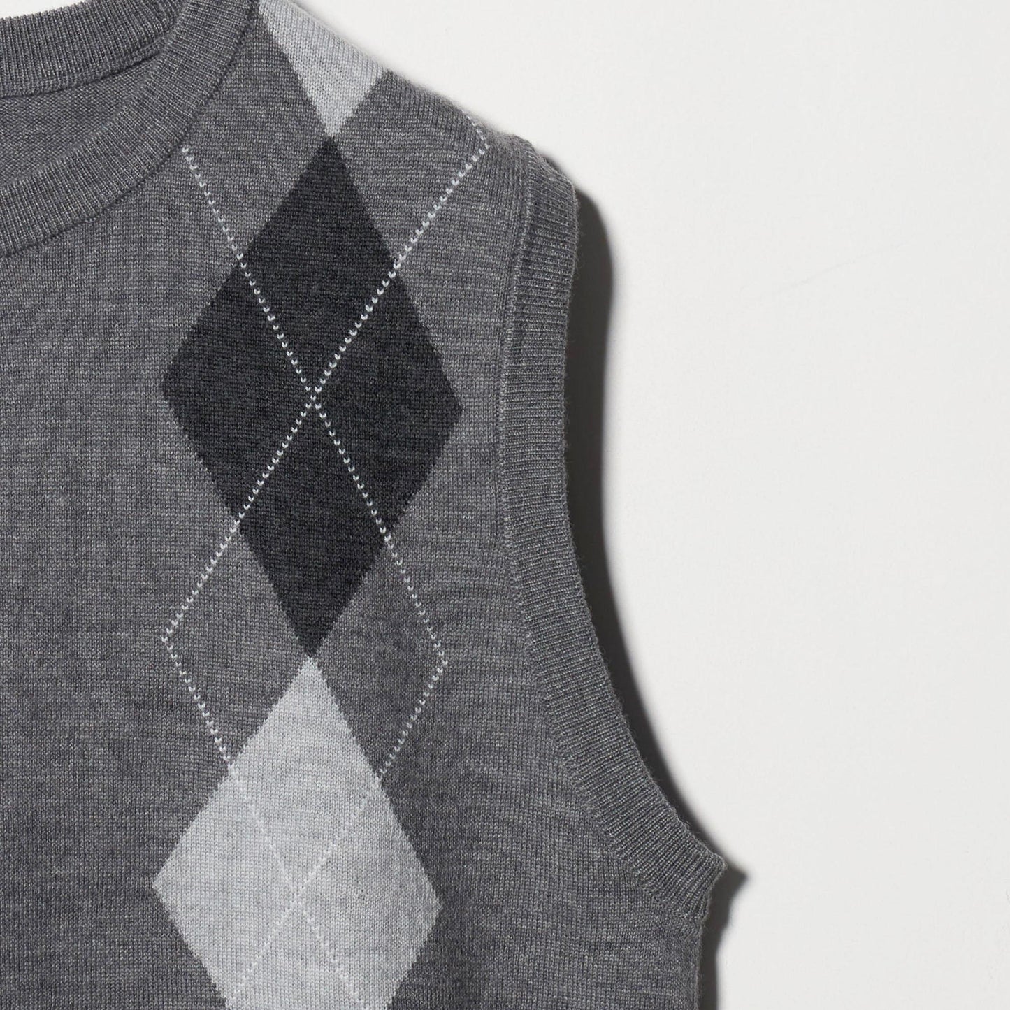 ウール アーガイル&ソリッドベスト