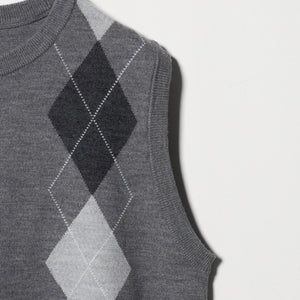ウール アーガイル&ソリッドベスト