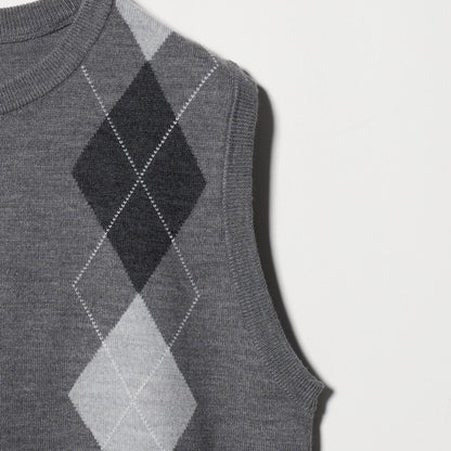 ウール アーガイル&ソリッドベスト