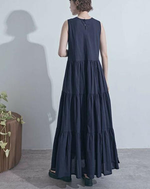 Vネックティアードワンピース