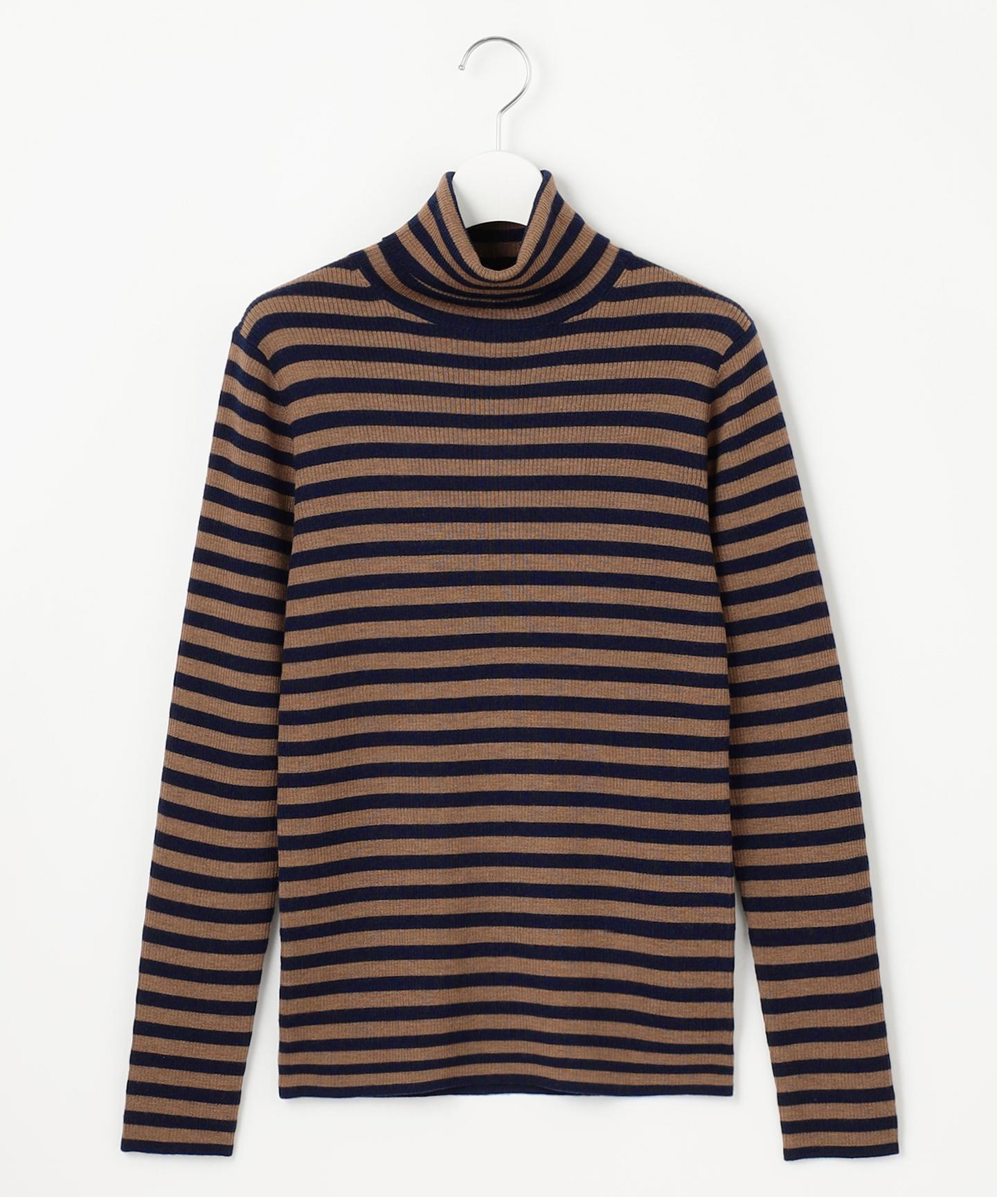 ウーステッドウール リブタートルネック ニット