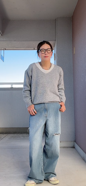 ノースリレイヤードニット