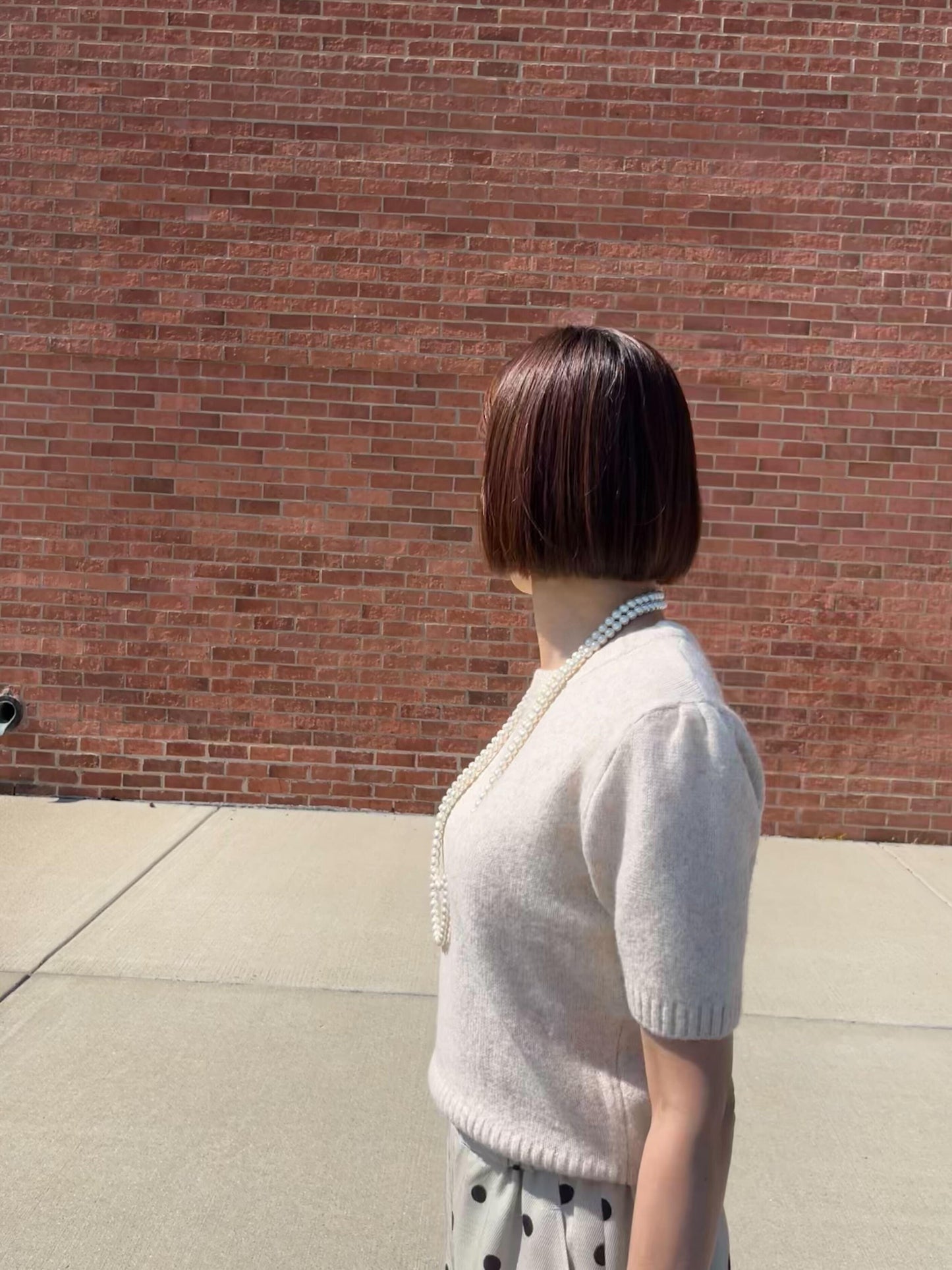 パフスリーブ半袖ニット