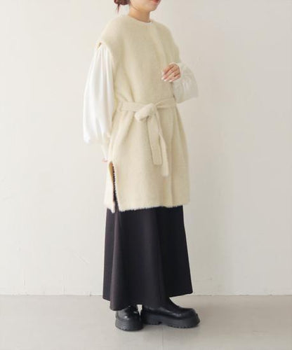 バイカラーテープシャギーニットベスト