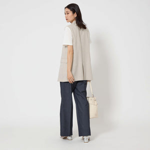 リネンライク ジレ -マシンウォッシャブル・ストレッチ-