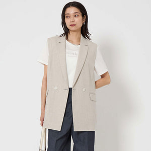 リネンライク ジレ -マシンウォッシャブル・ストレッチ-