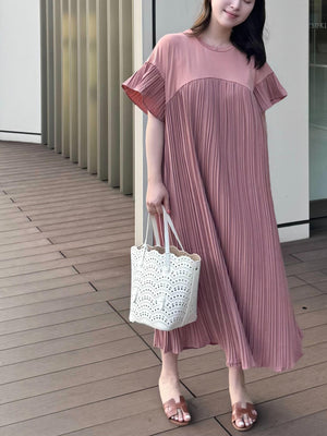 フリルシャーリング切り替えワンピース