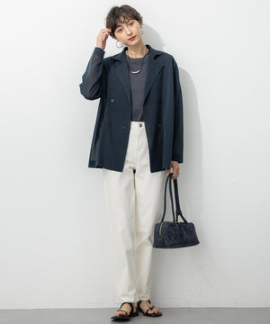 シアー ダブルブレスト ニット ジャケット