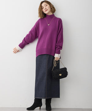 ナチュラルコットンベア レースレイヤード カットソー