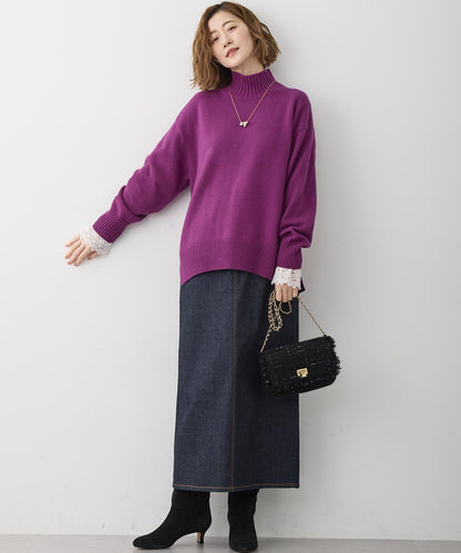 ナチュラルコットンベア レースレイヤード カットソー