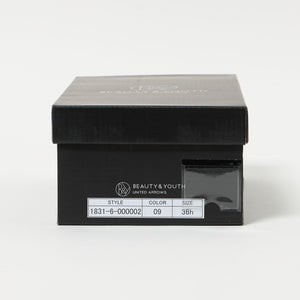 ヘアー×レザーライク コンビ フラットシューズ