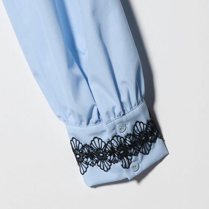 レース コンビ ボウタイ リボン ブラウス ‐ウォッシャブル‐