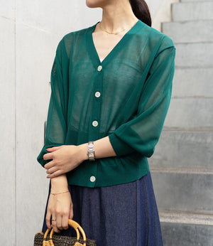 シャープネックシアーカーディガン