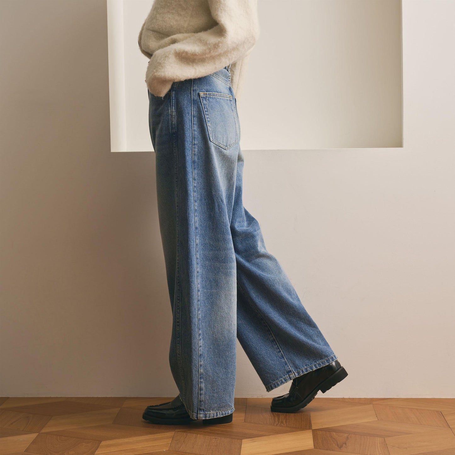 コットンデニム カーブパンツ