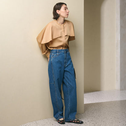 【WEB限定 Wardrobe DAILY MINIMAL】フリルレイヤーブラウス ウォッシャブル