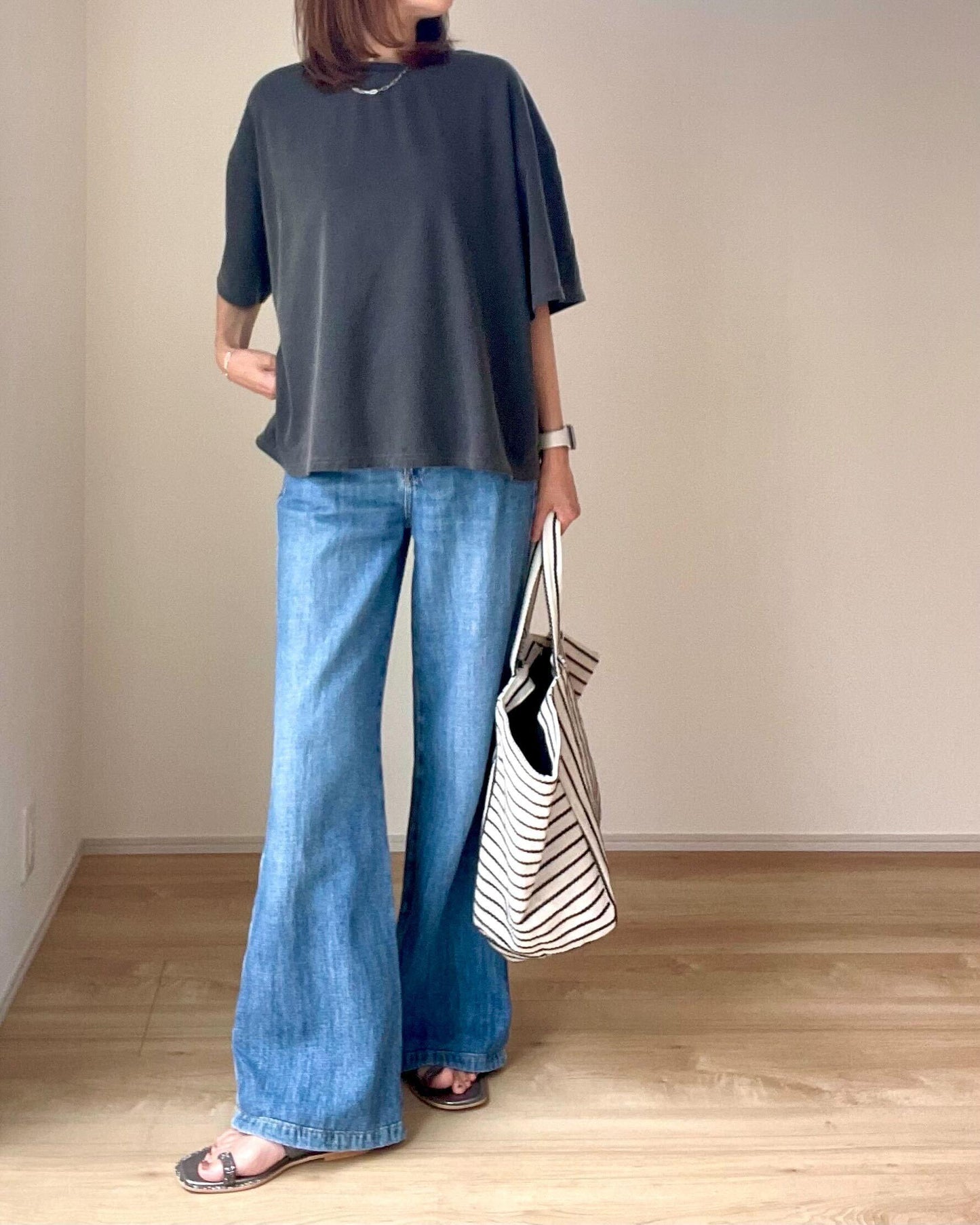 ストライプトートバッグ