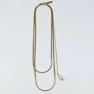 スネークチェーン淡水パールトップネックレス