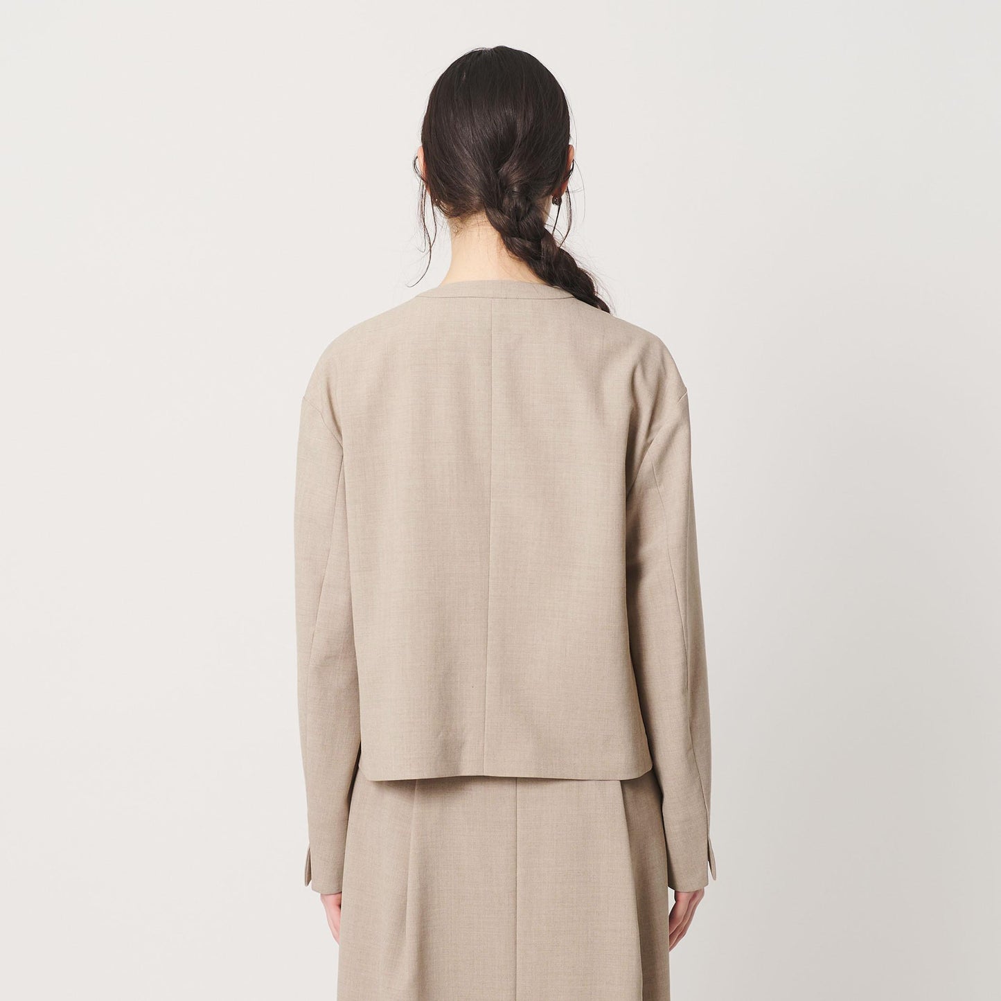 ポリエステルブレンド カラーレス ショートジャケット