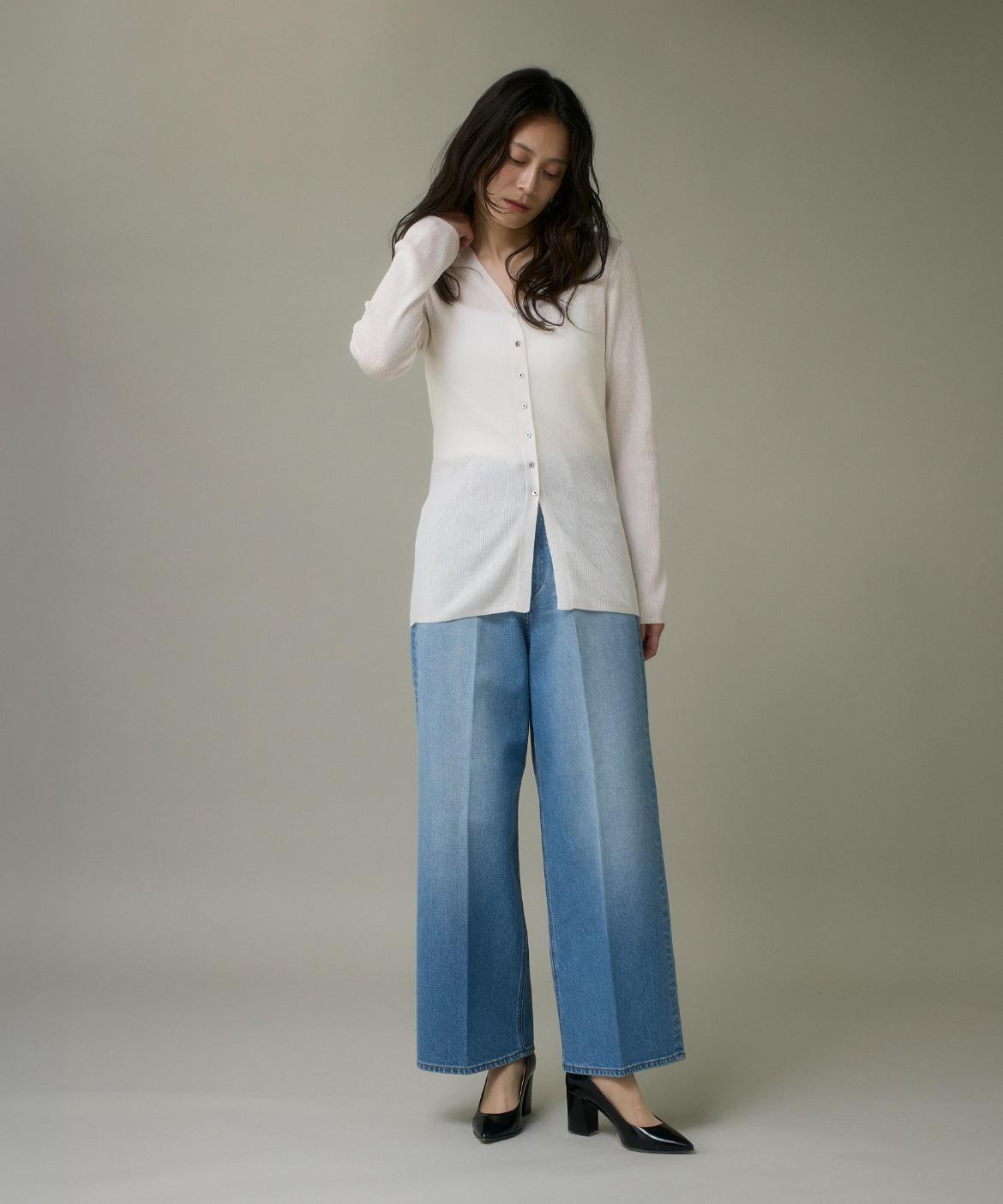 Vネックリブニットカーディガン《Melty air wool》