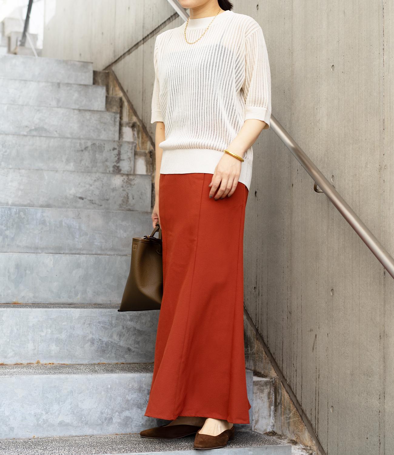 透かし柄編み5分袖ニット