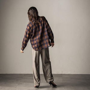 シアーオンブレチェックボウタイブラウス≪手洗い可能≫