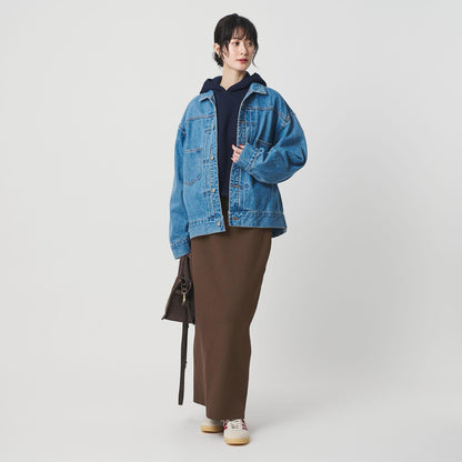 【WEB限定 Wardrobe DAILY MINIMAL】ポリエステルコットン リブニットタイトスカート ウォッシャブル