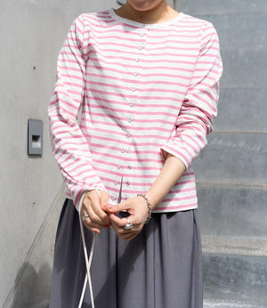 ボーダースナップカーディガン