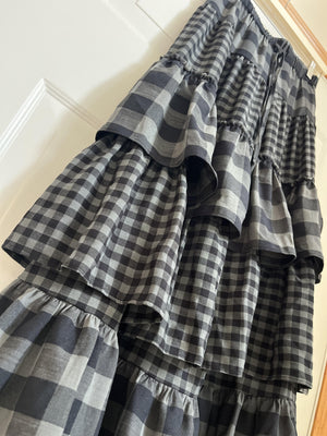 ブロックチェックティアードスカート