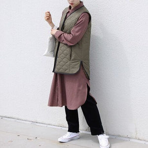 キルティングロングベスト