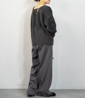 バックリボンVネックニット