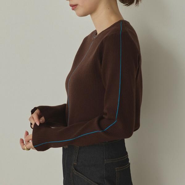 バイカラースリムニットプルオーバー