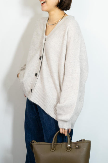 FOX混Vネックボクシーカーディガン