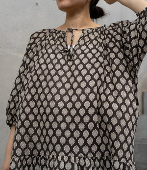 プリントティアードスキッパーワンピース