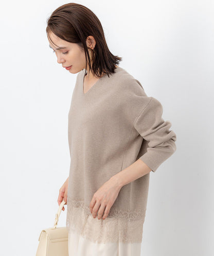 レースモチーフニットプルオーバー