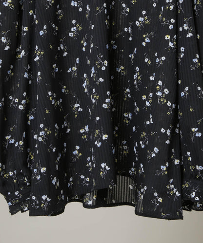 フラワープリントスタンドフリルブラウス(セットアップ可)