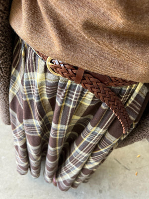 レザーメッシュベルト（茶.黒）