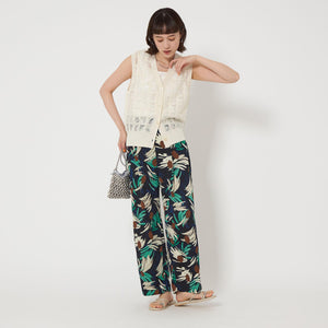 アート フラワー プリント パンツ