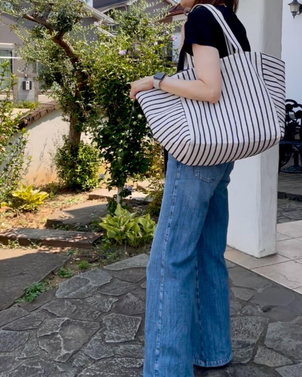 ストライプトートバッグ