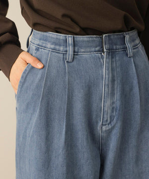 ダブルタックワイドデニムパンツ