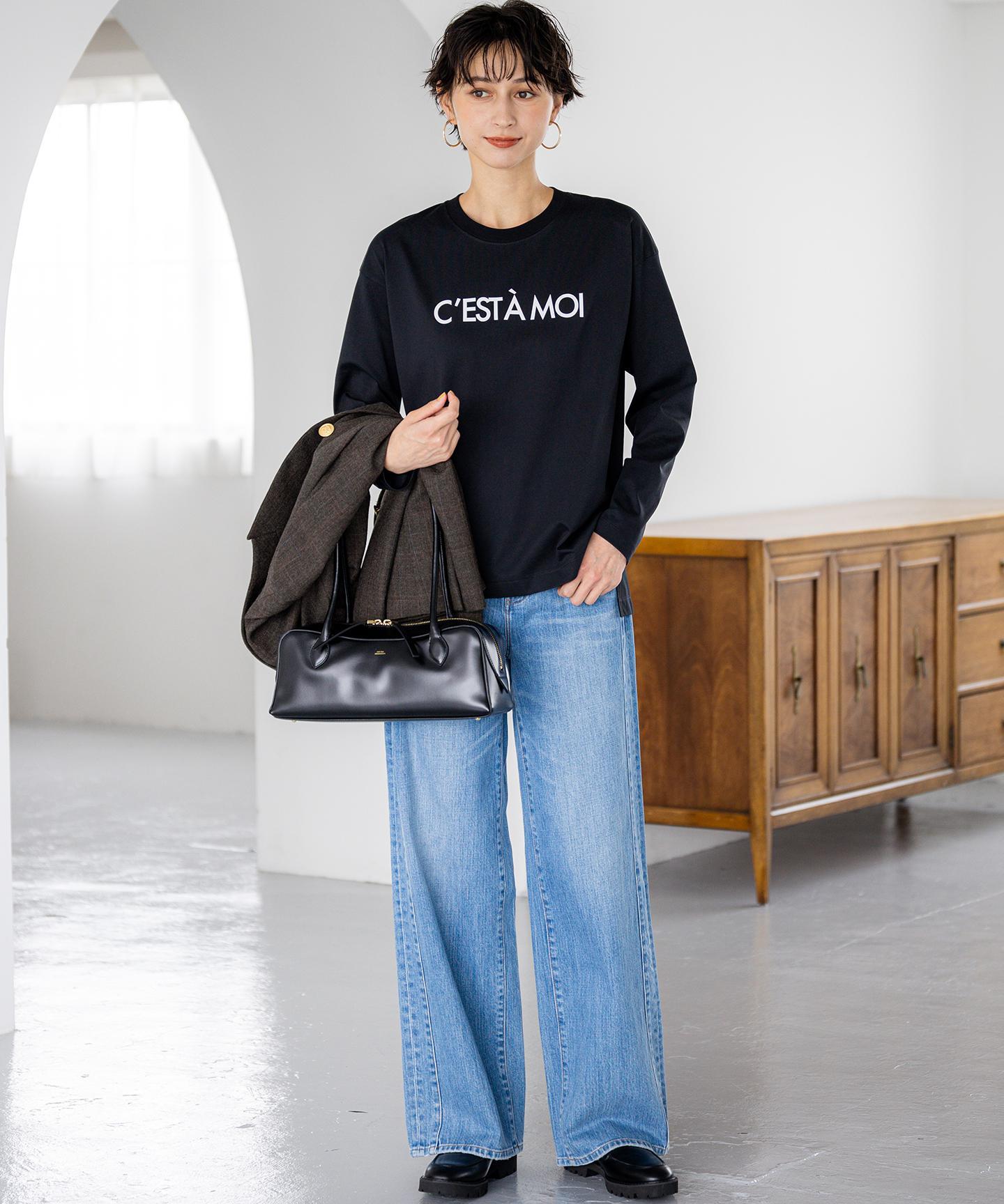 デニム ライン ワイドパンツ