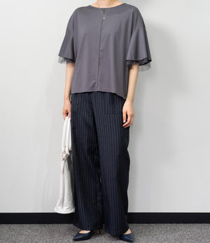 【接触冷感】スムースポンチフレアカットソー