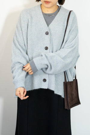 FOX混Vネックボクシーカーディガン