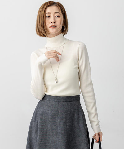 ウーステッドウール リブタートル ニット