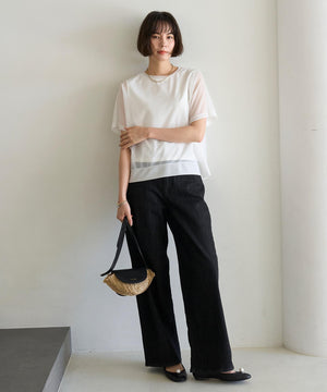 撥水 ワイドストレートデニム