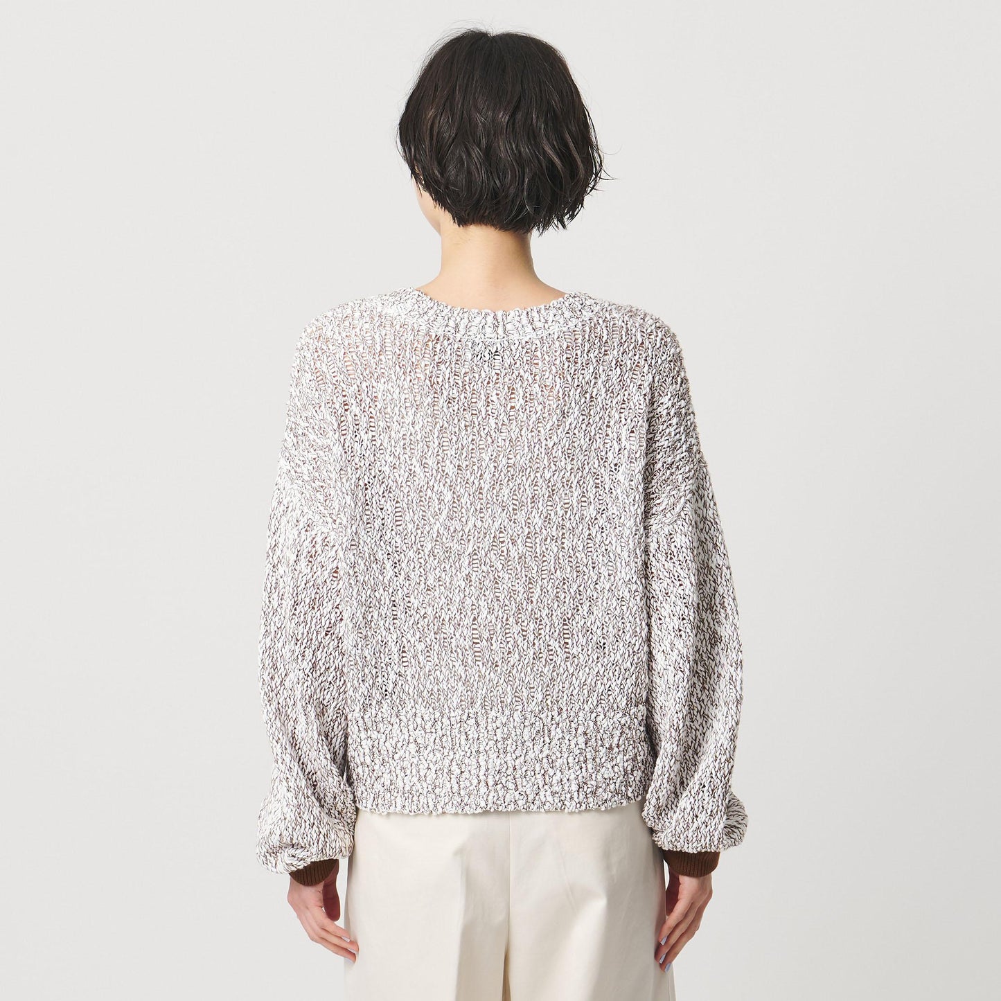 カラーミックス クルーネックニット