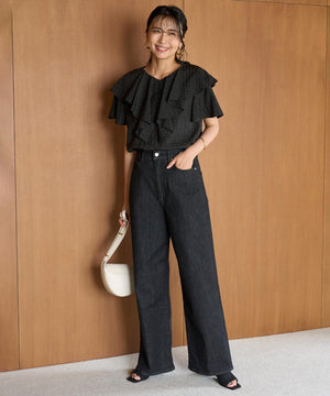 撥水 ワイドストレートデニム