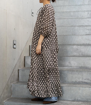 プリントティアードスキッパーワンピース